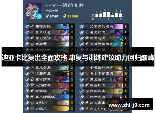 迪亚卡比复出全面攻略 康复与训练建议助力回归巅峰